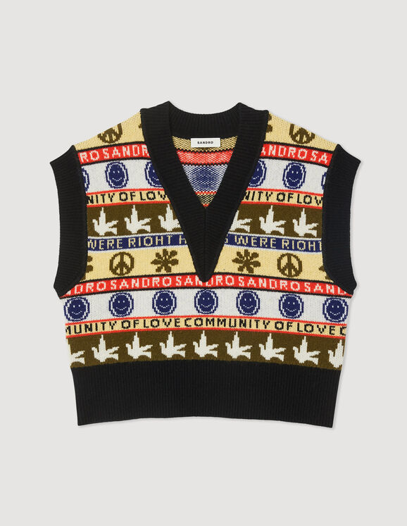 Sandro Sleeveless sweater with motif