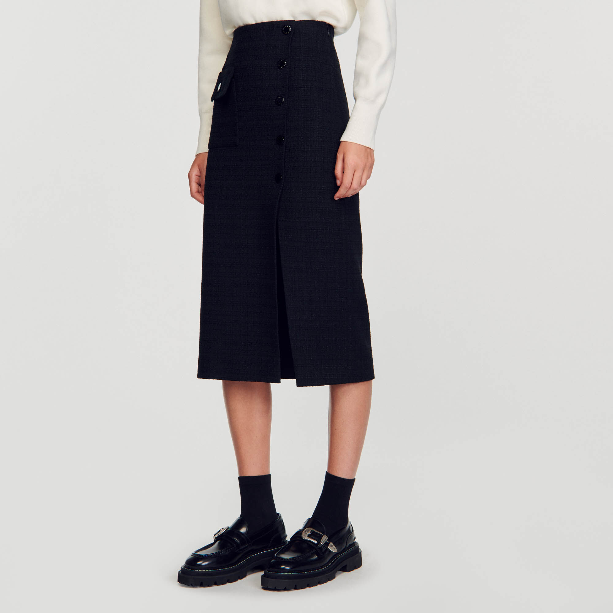 Tzara Tweed midi skirt Skirts Sandro Paris