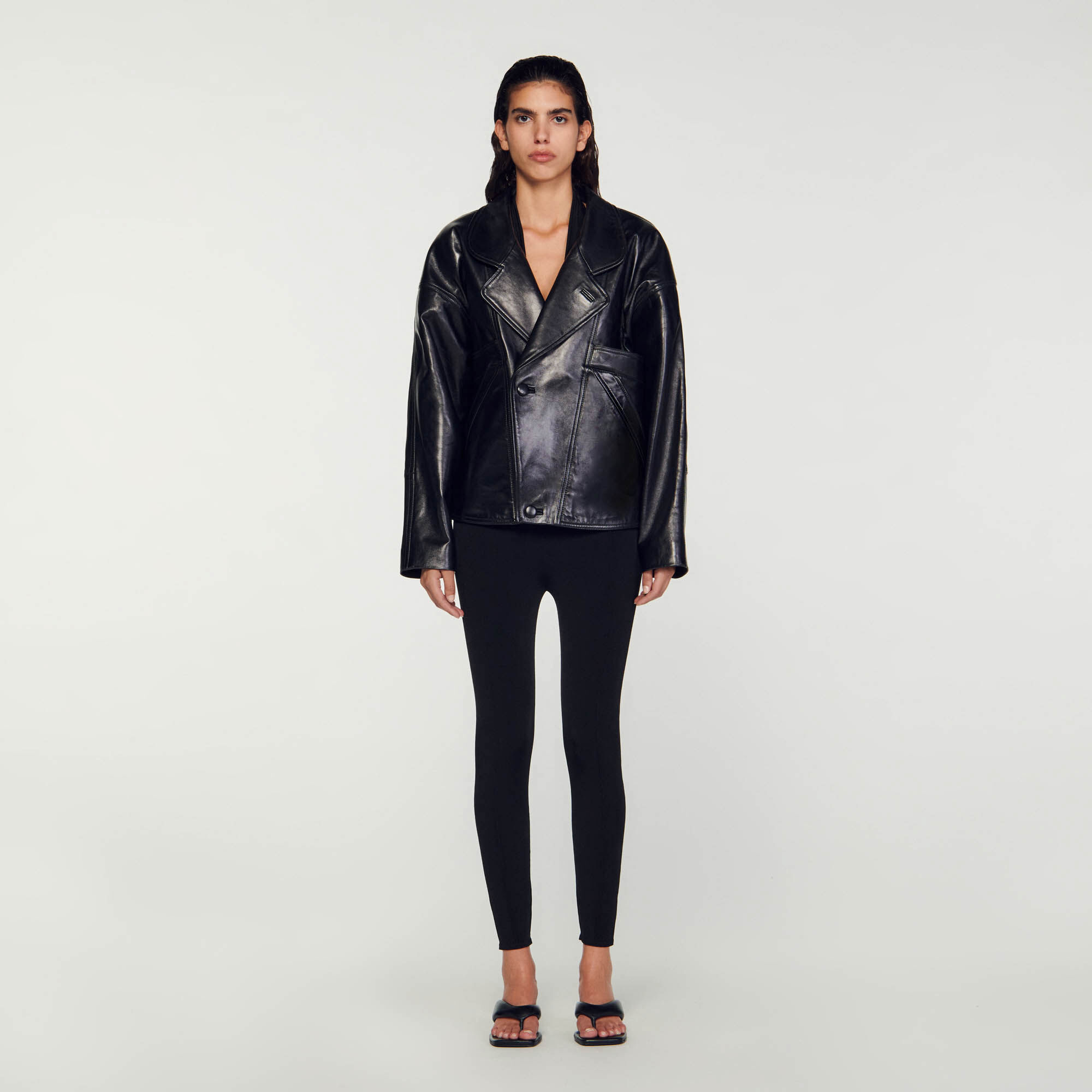 Zara oversized deals leather jacket