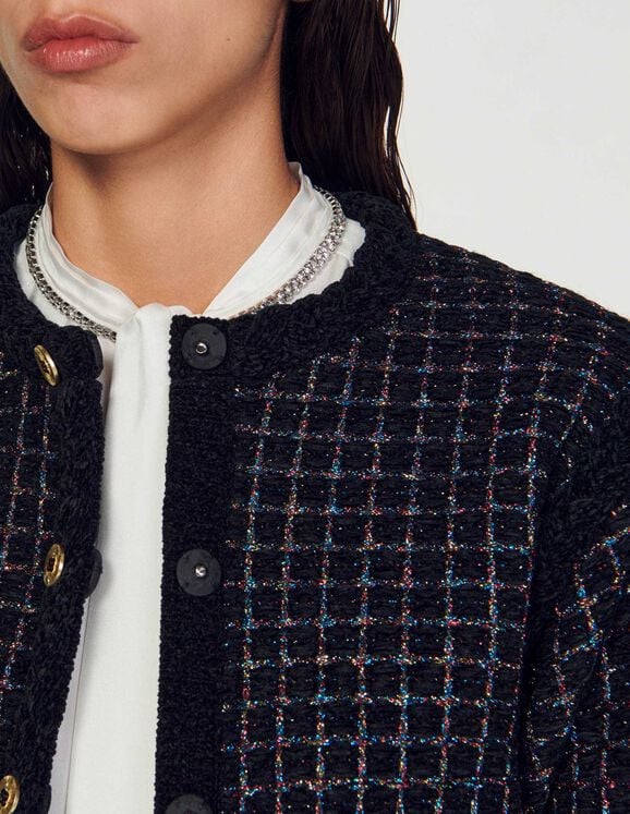 Full Tweed style coatigan - Sweaters & Cardigans | Sandro Paris