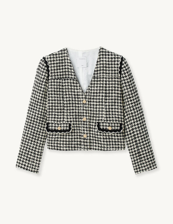 Houndstooth tweed jacket - Jackets & Blazers | Sandro Paris