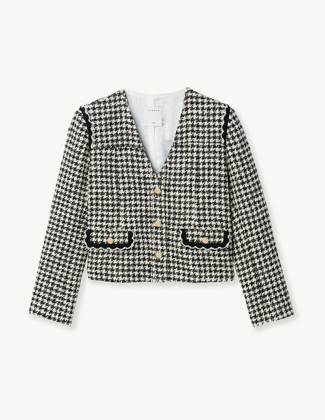 Houndstooth tweed jacket - Jackets & Blazers | Sandro Paris