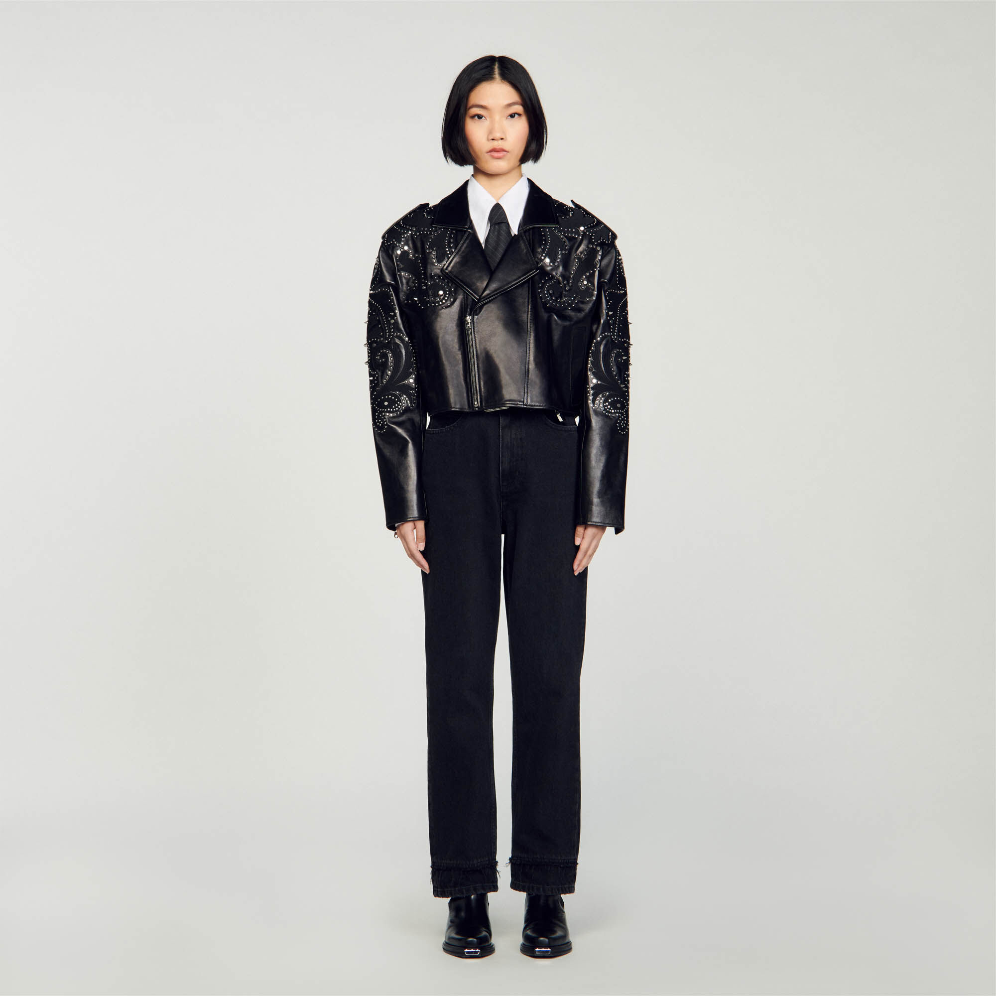 Sandro velvet padded jacket store