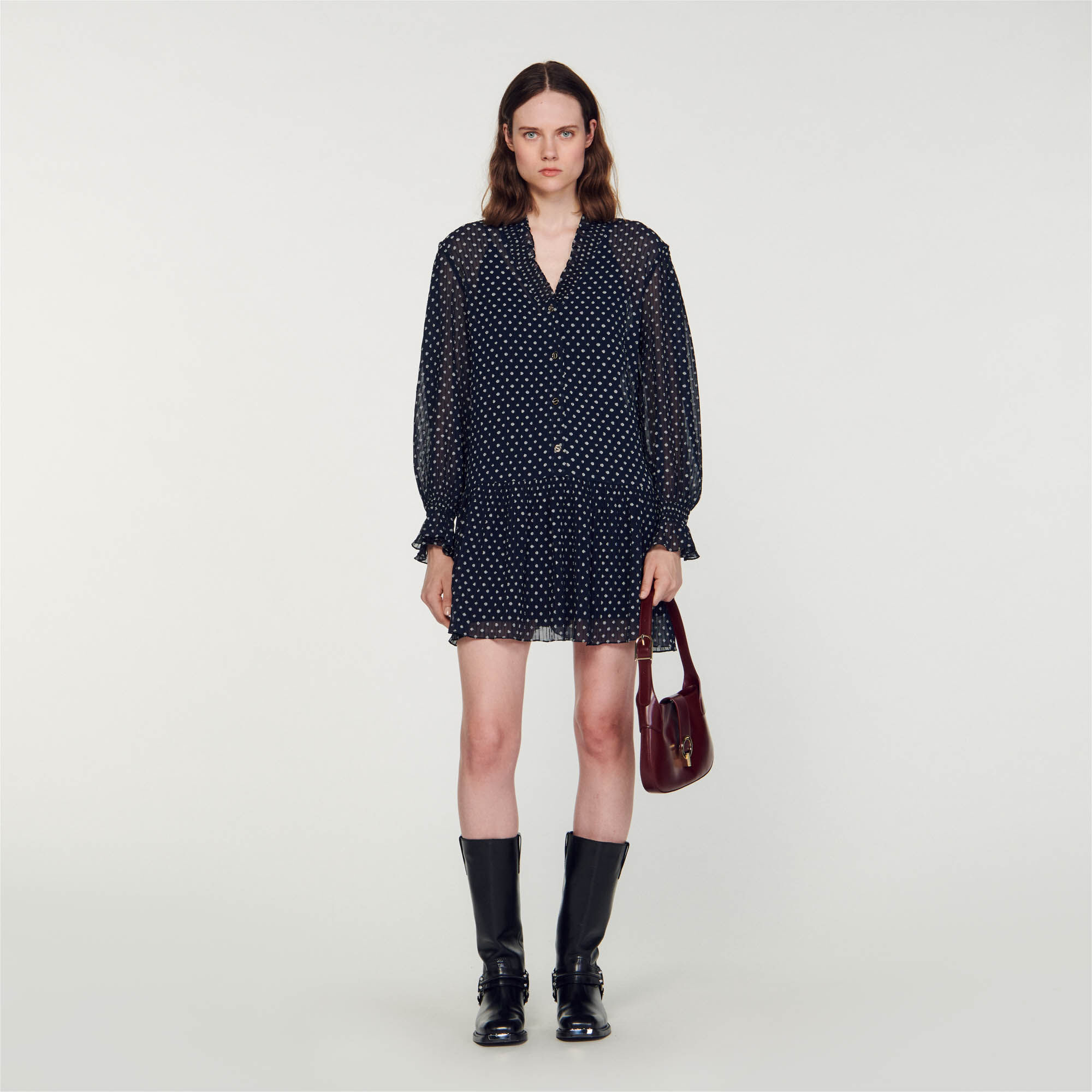 Zara black and white dot dress online