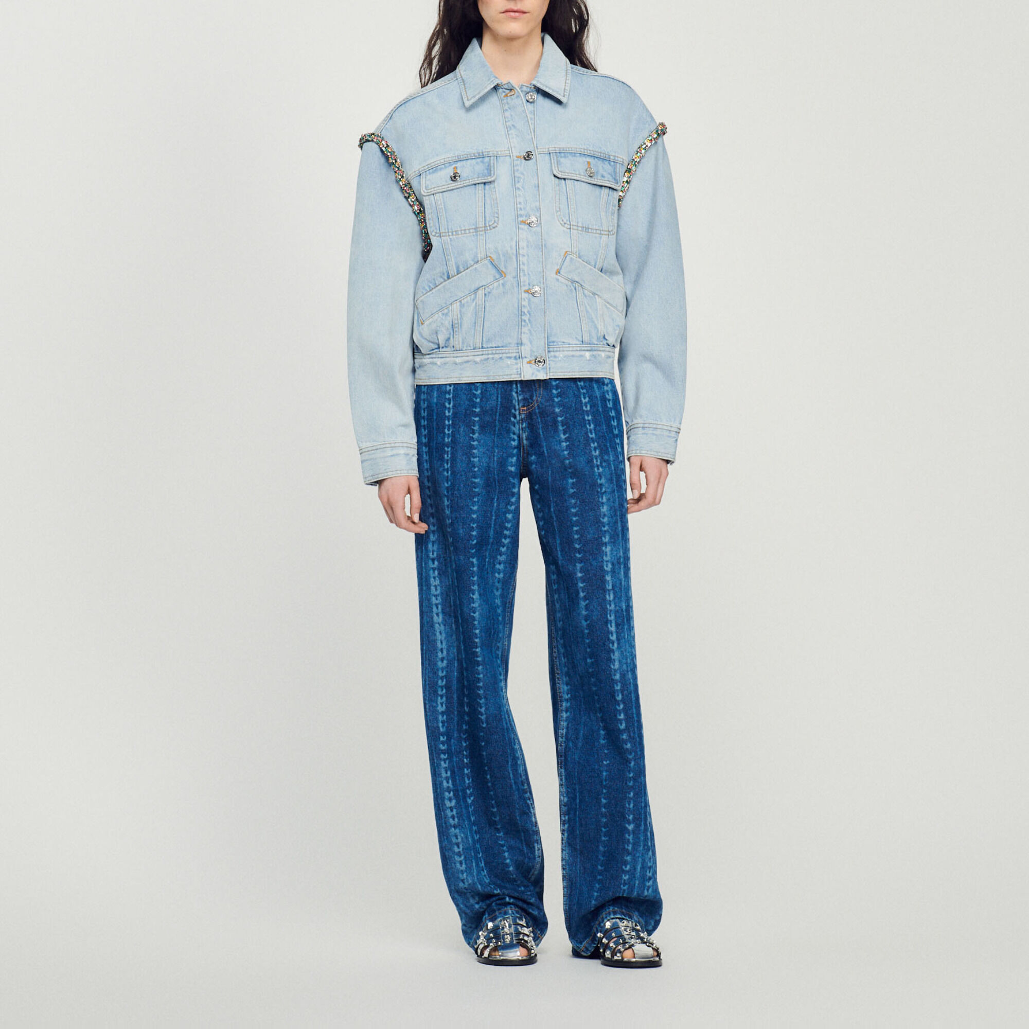 Sandro pearl cheap denim jacket