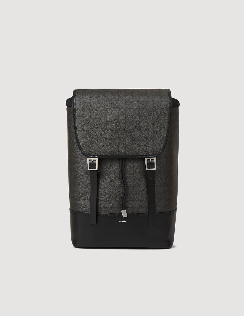 Sandro Square Cross coated canvas backpack