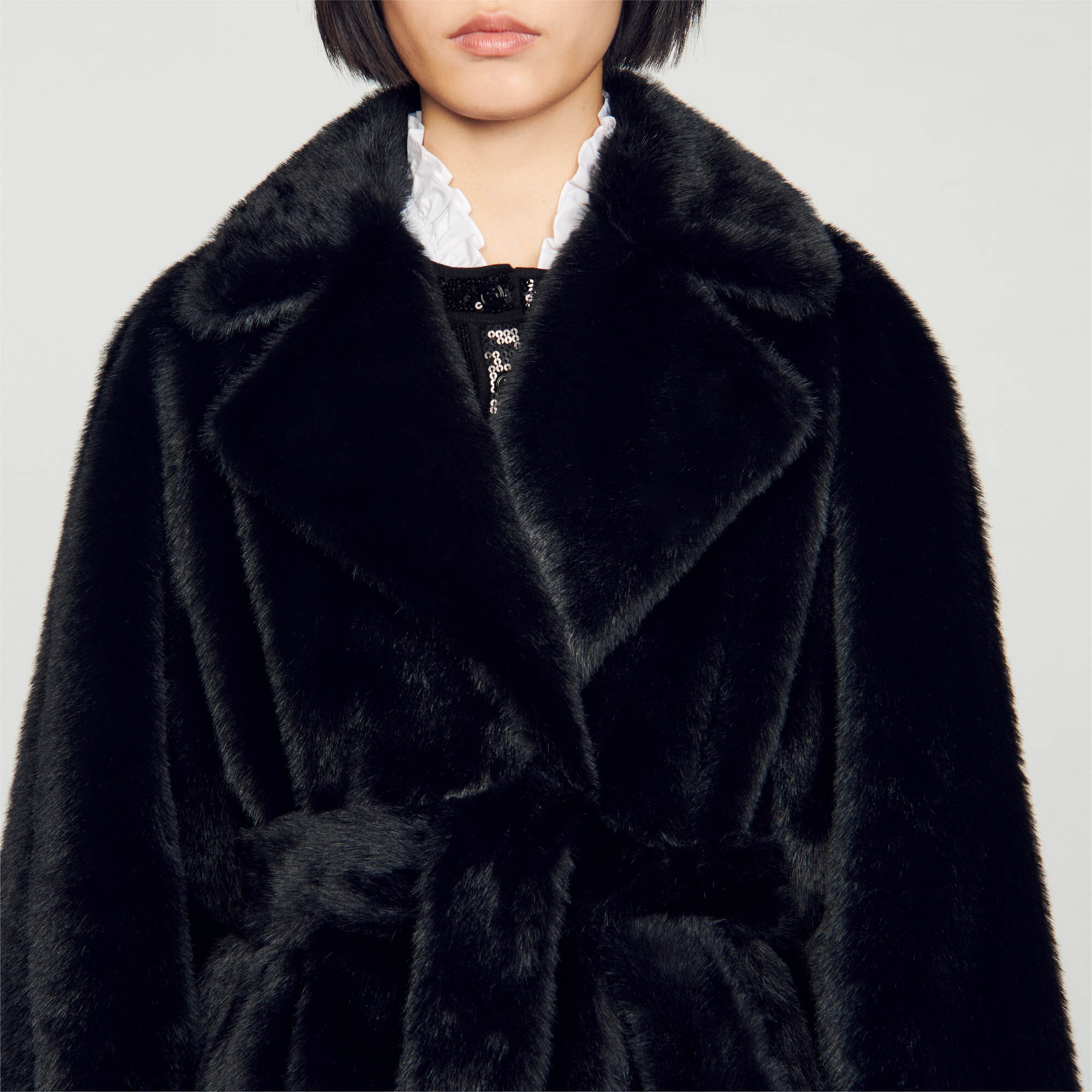 Zara long deals faux fur coat