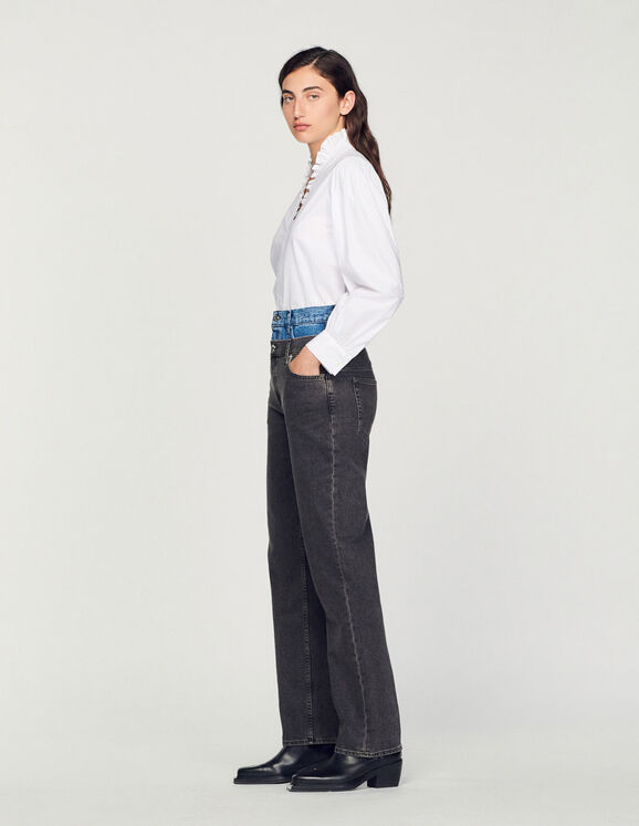 Kitty Two-tone double-waisted jeans - Jeans | Sandro Paris