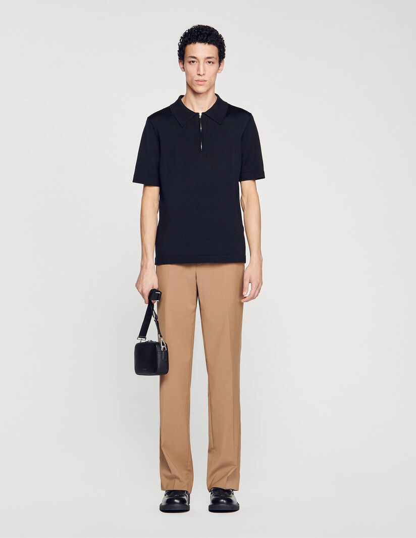 Sandro Knitted polo shirt with zip collar
