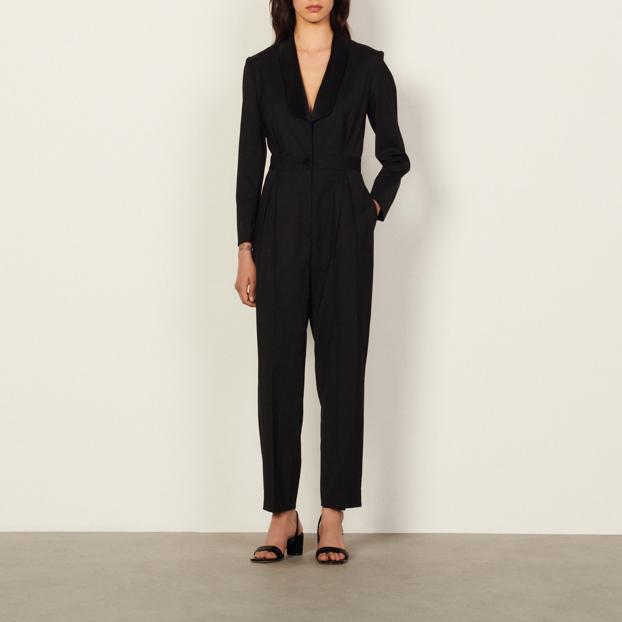 Jumpsuit with shawl collar Jumpsuits Sandro Paris
