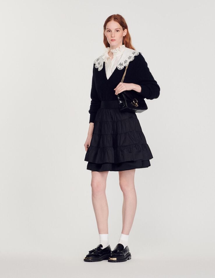 Sandro Short dual-material skirt Login to add to Wish list. 1