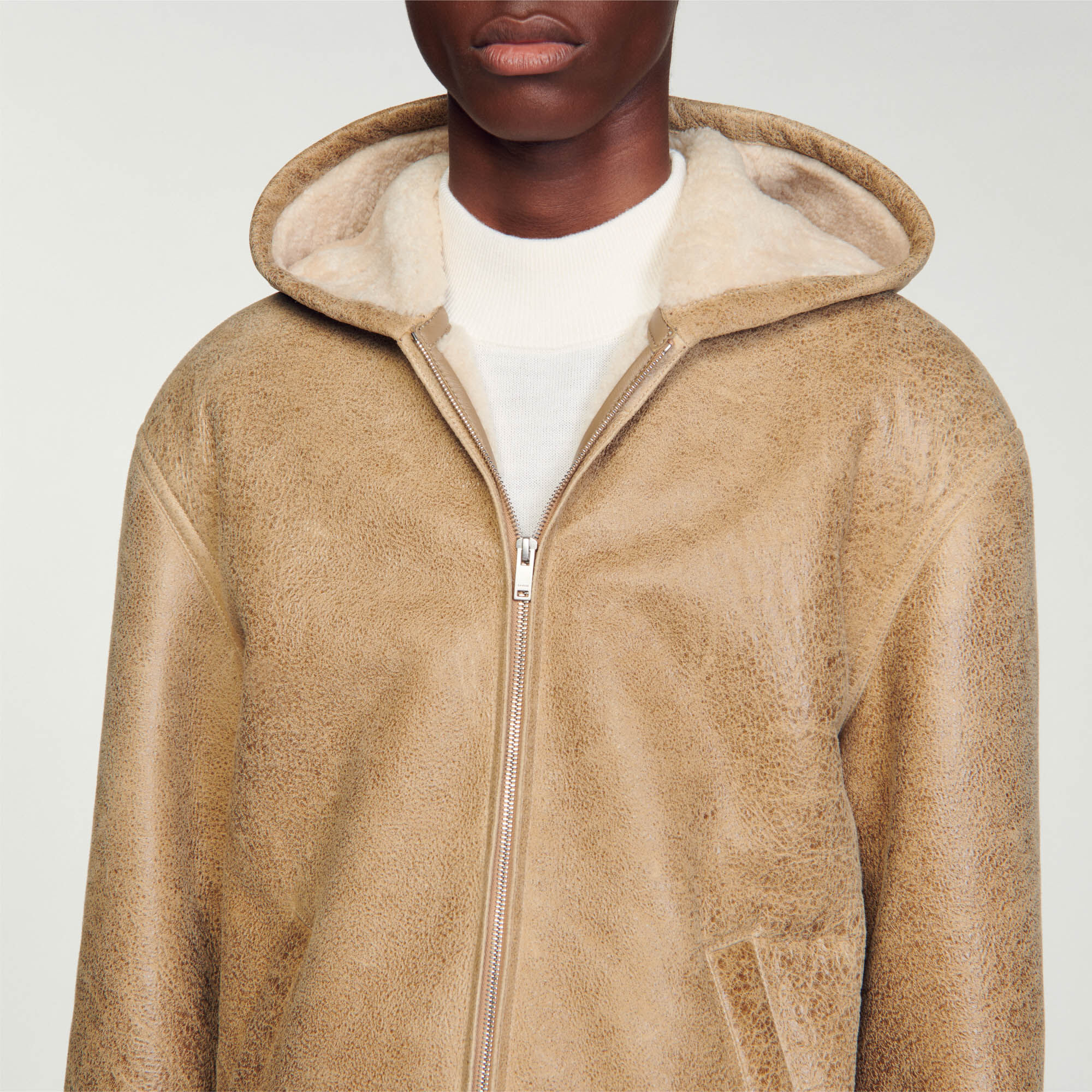 Sandro shearling sales jacket mens