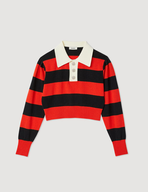 Sandro Cropped two-tone sweater