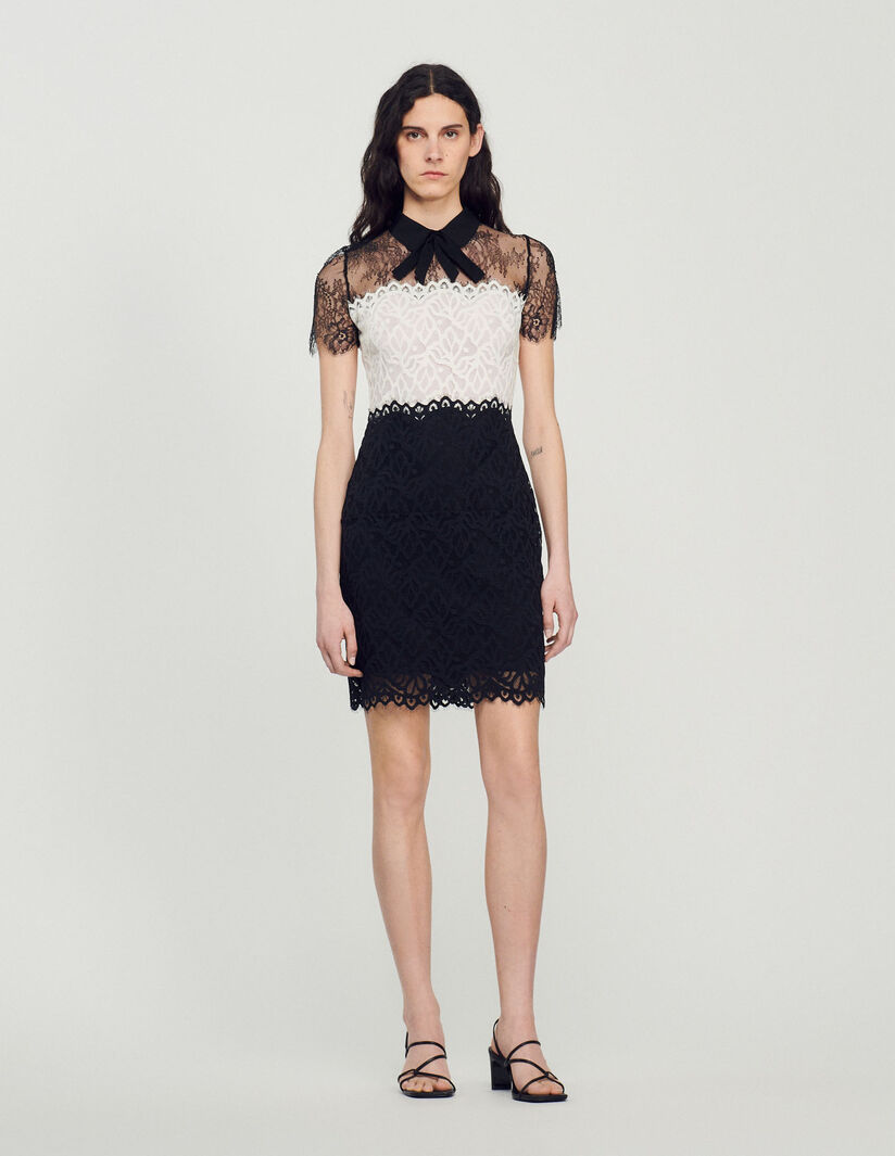Sandro Two-tone lace dress