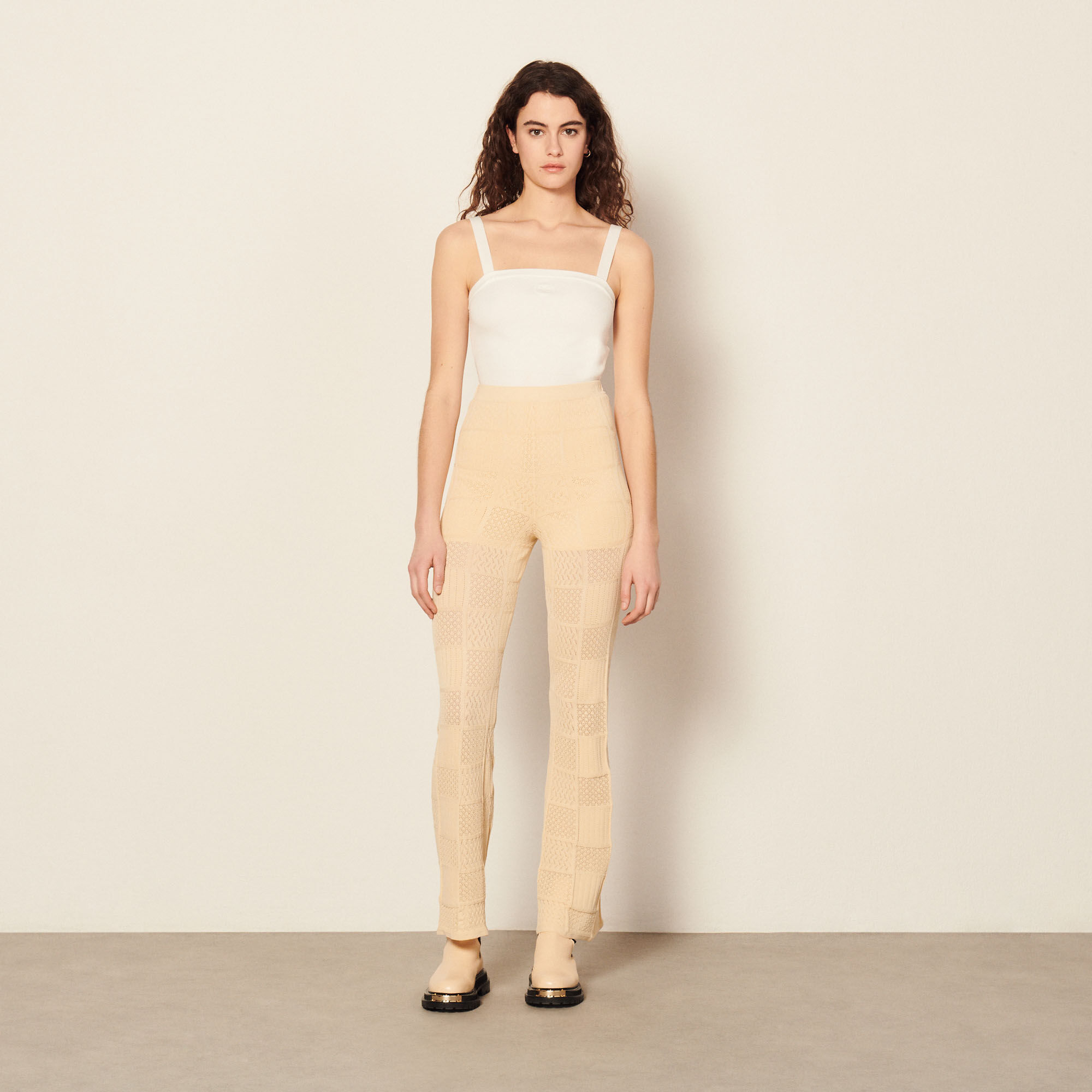 Pointelle knit trousers