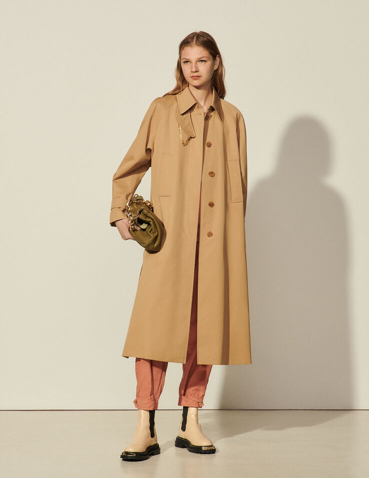 Sandro Cotton trench coat with detachable chain. 1