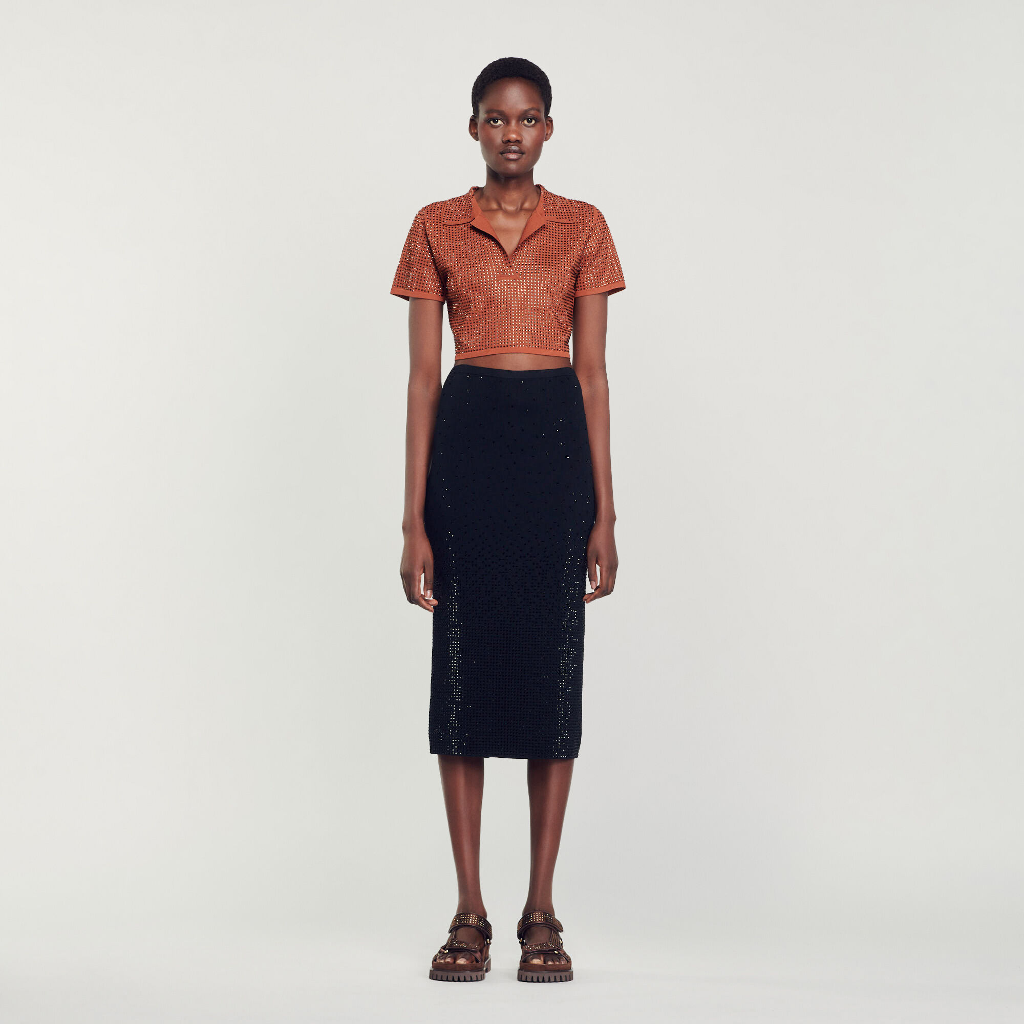 Zara black hot sale lace midi skirt