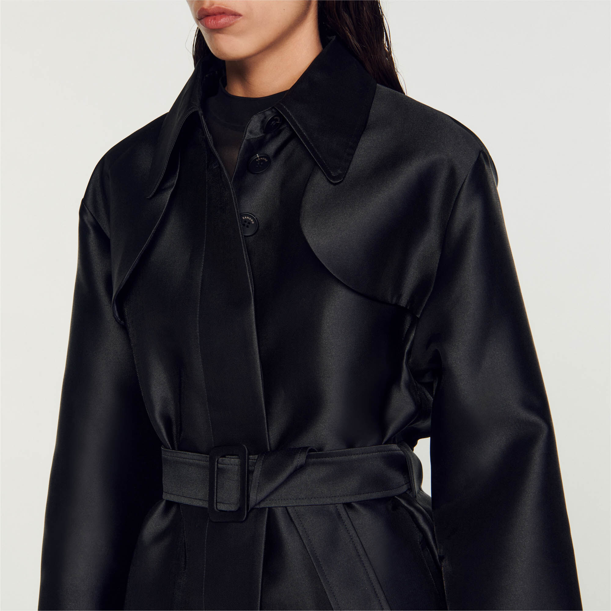 Warhol Satin effect trench coat Coats Sandro Paris