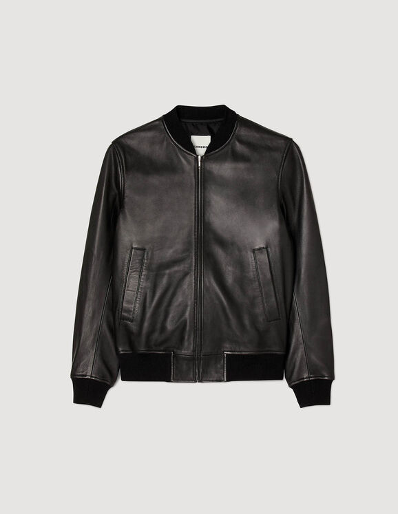 Vorming Verandering Moderniseren Smooth leather varsity jacket - Jackets | Sandro Paris