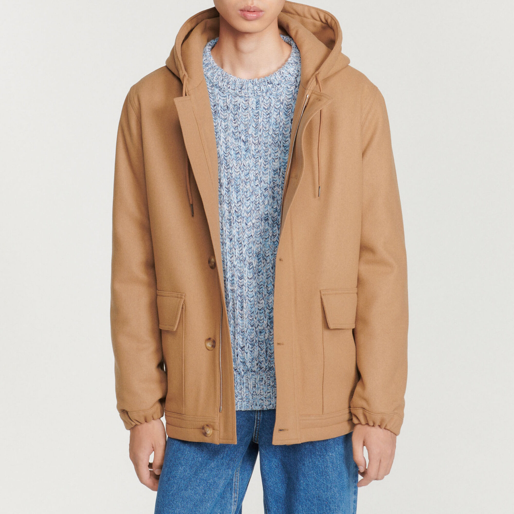 Sandro hooded clearance wool cloth coat