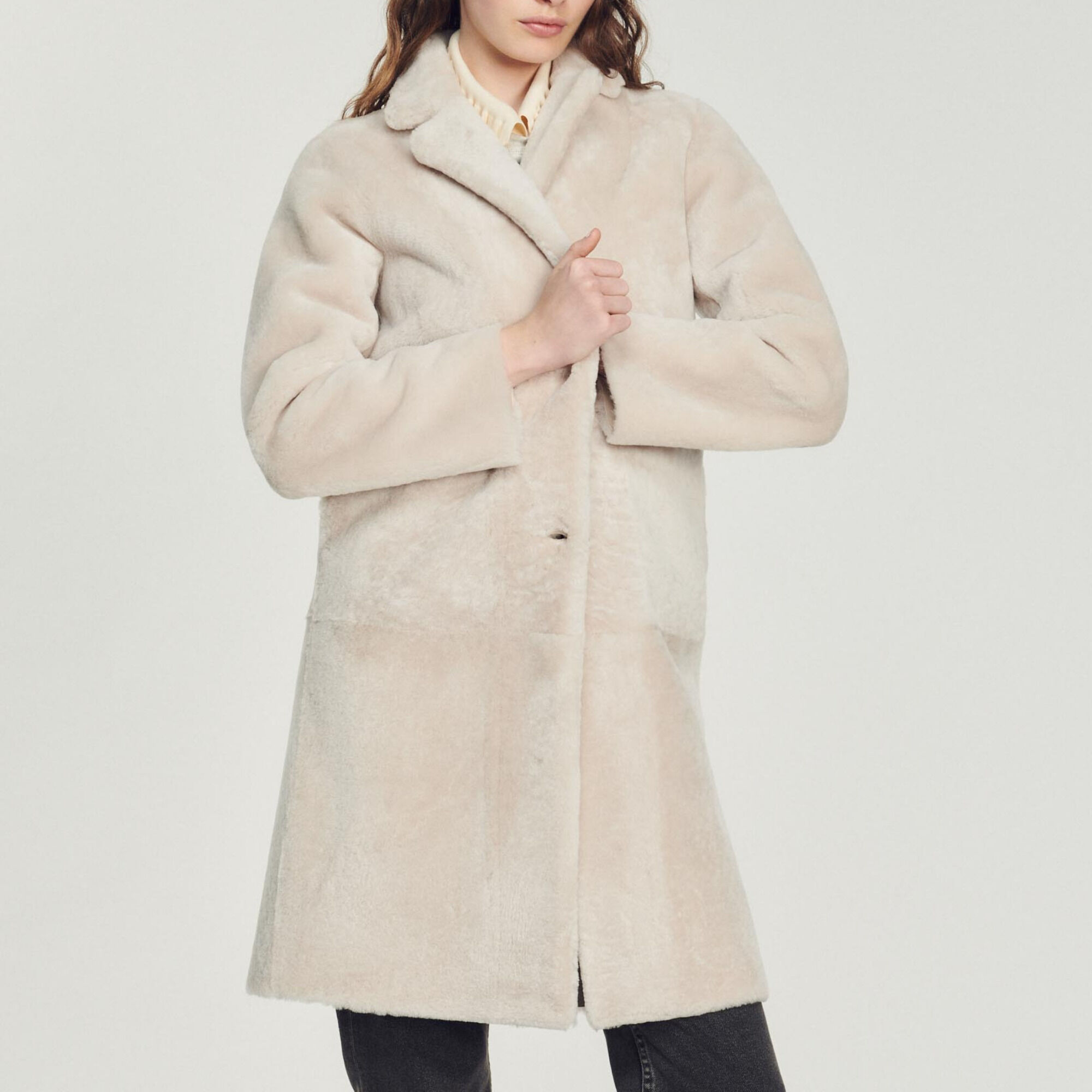 Long Mid length sheepskin coat See All Sandro Paris