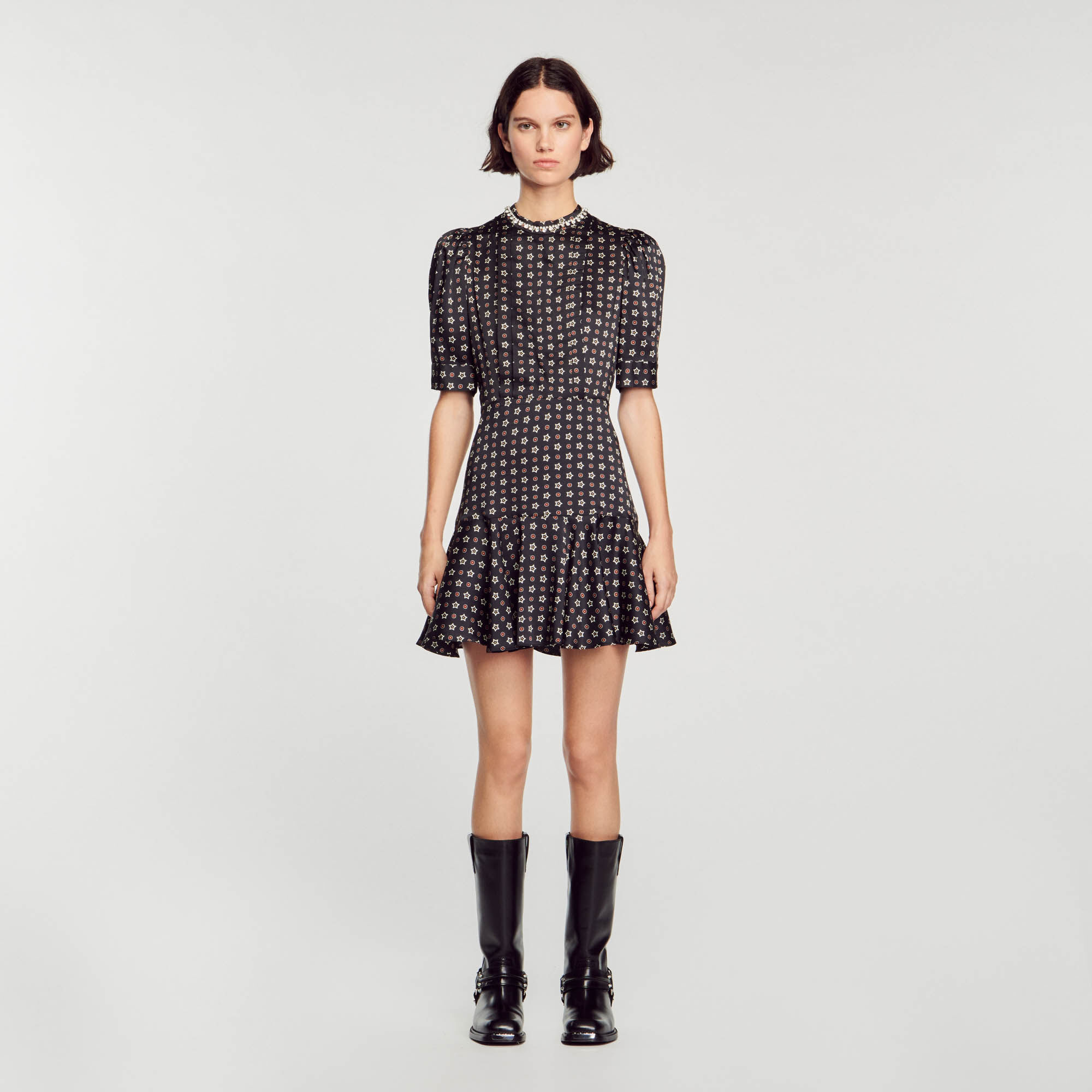 Star print mini dress discount