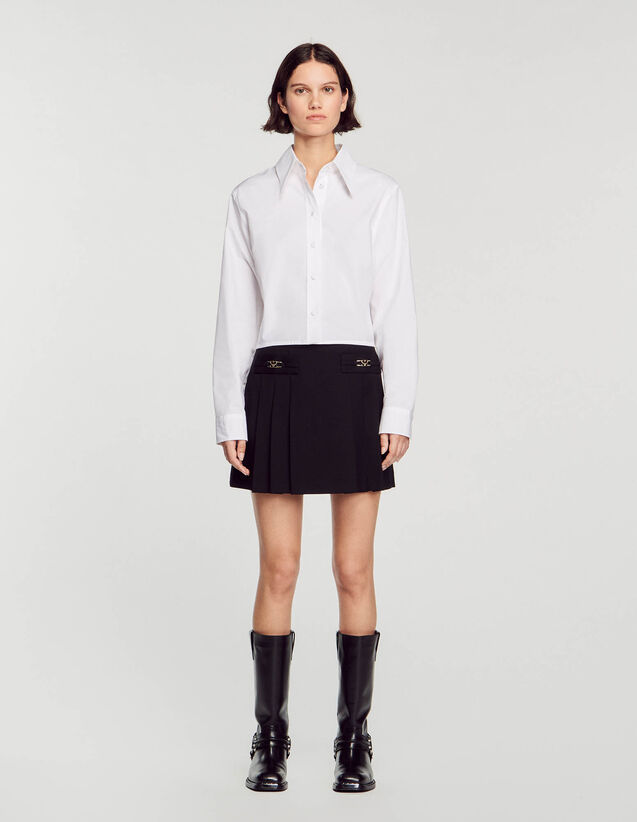 Short skirt with stitched pleats Black US_Womens