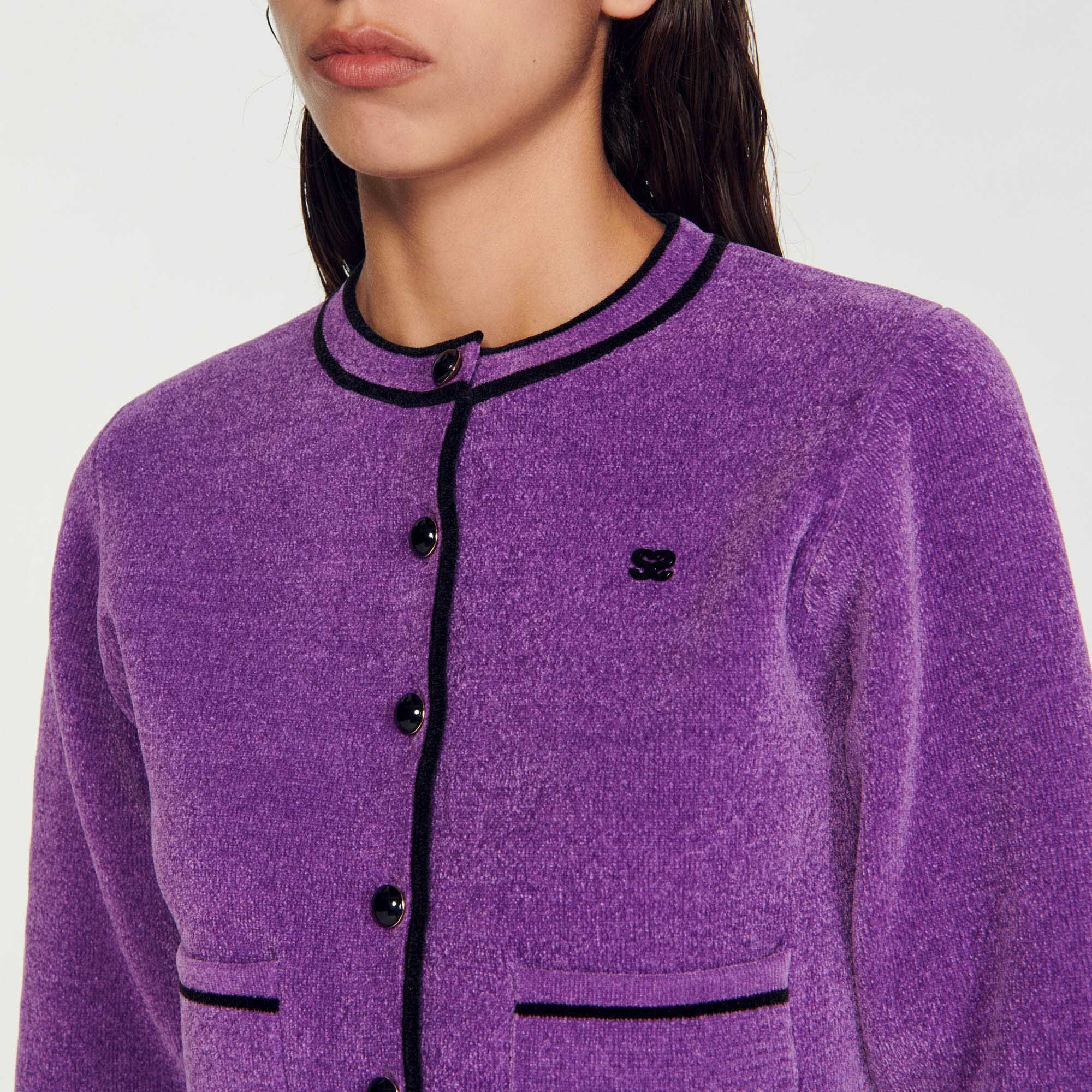 Firsty Velvet effect cropped coatigan Sweaters Cardigans