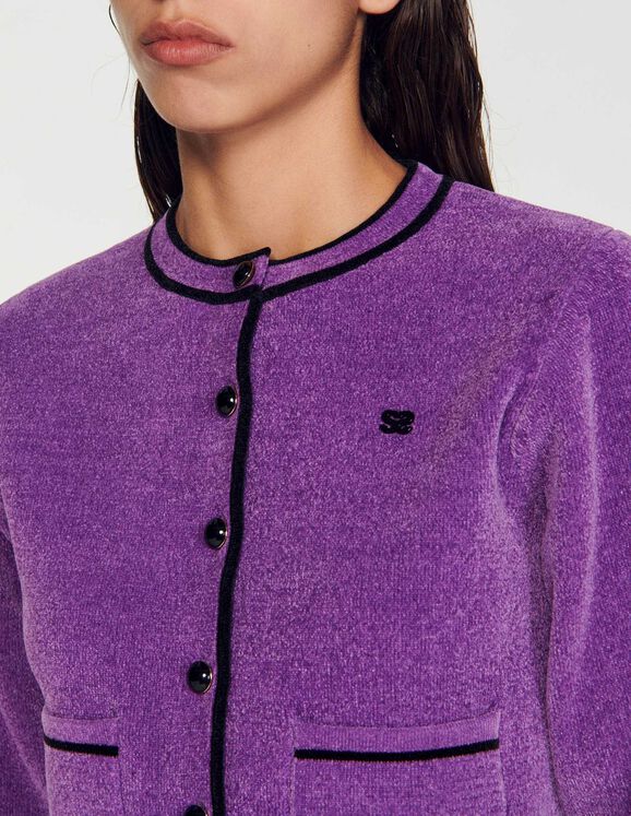 Firsty Velvet-effect cropped coatigan - Sweaters & Cardigans