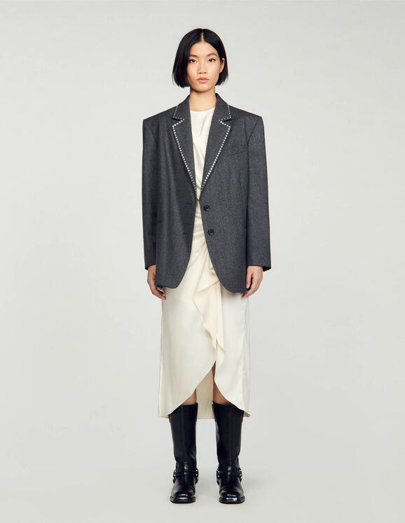 Rhinestone suit jacket Dark Grey US_Womens