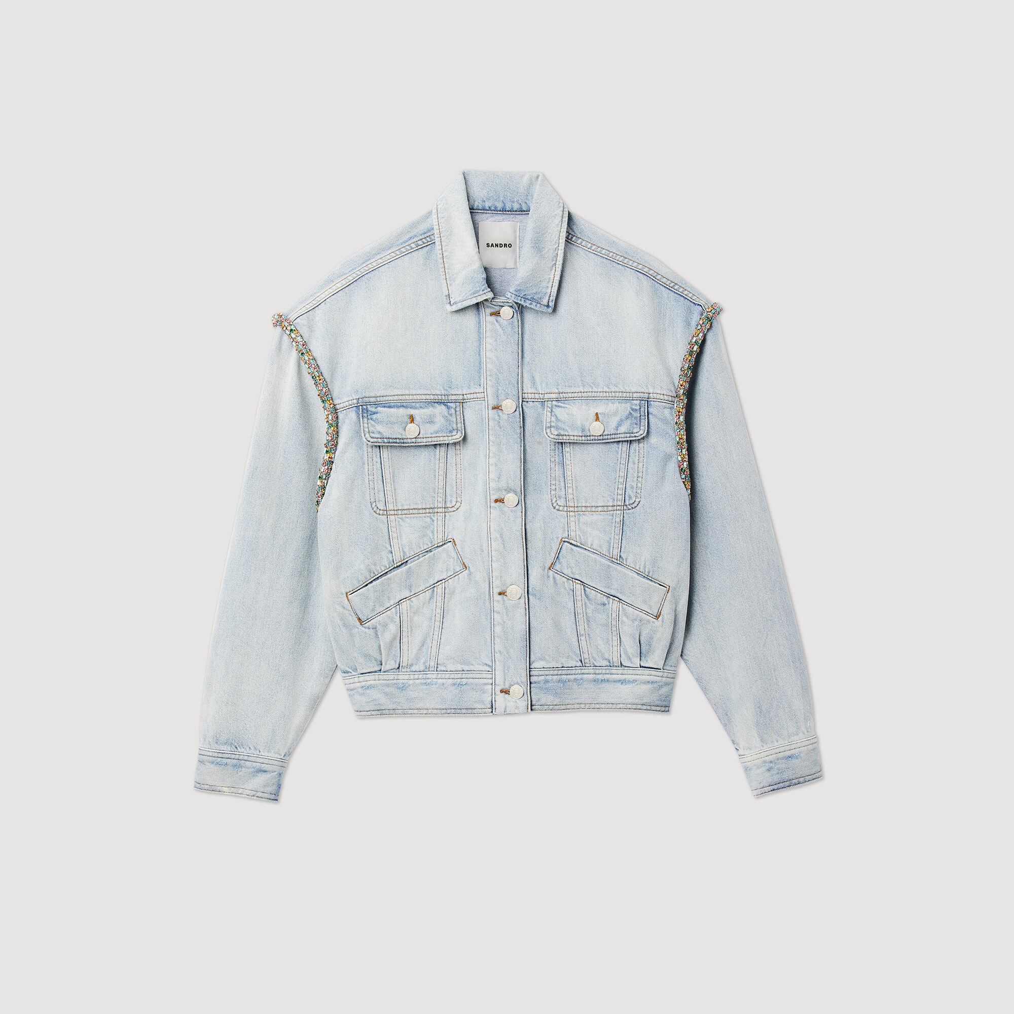 Jean jacket with rhinestones