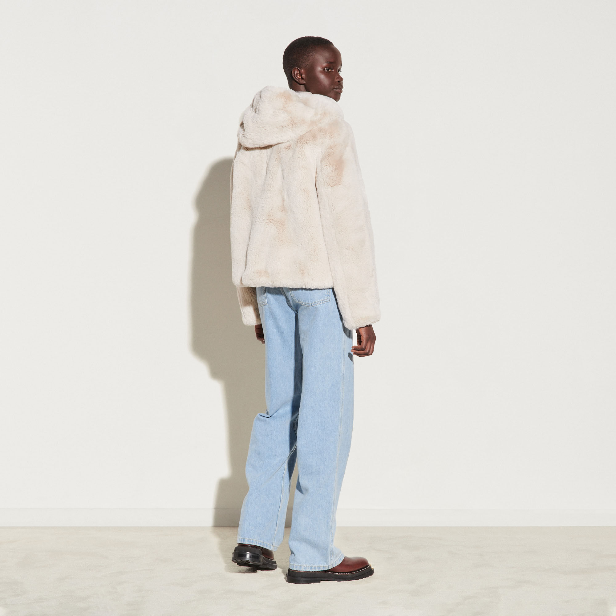 Sandro faux fur hooded jacket discount