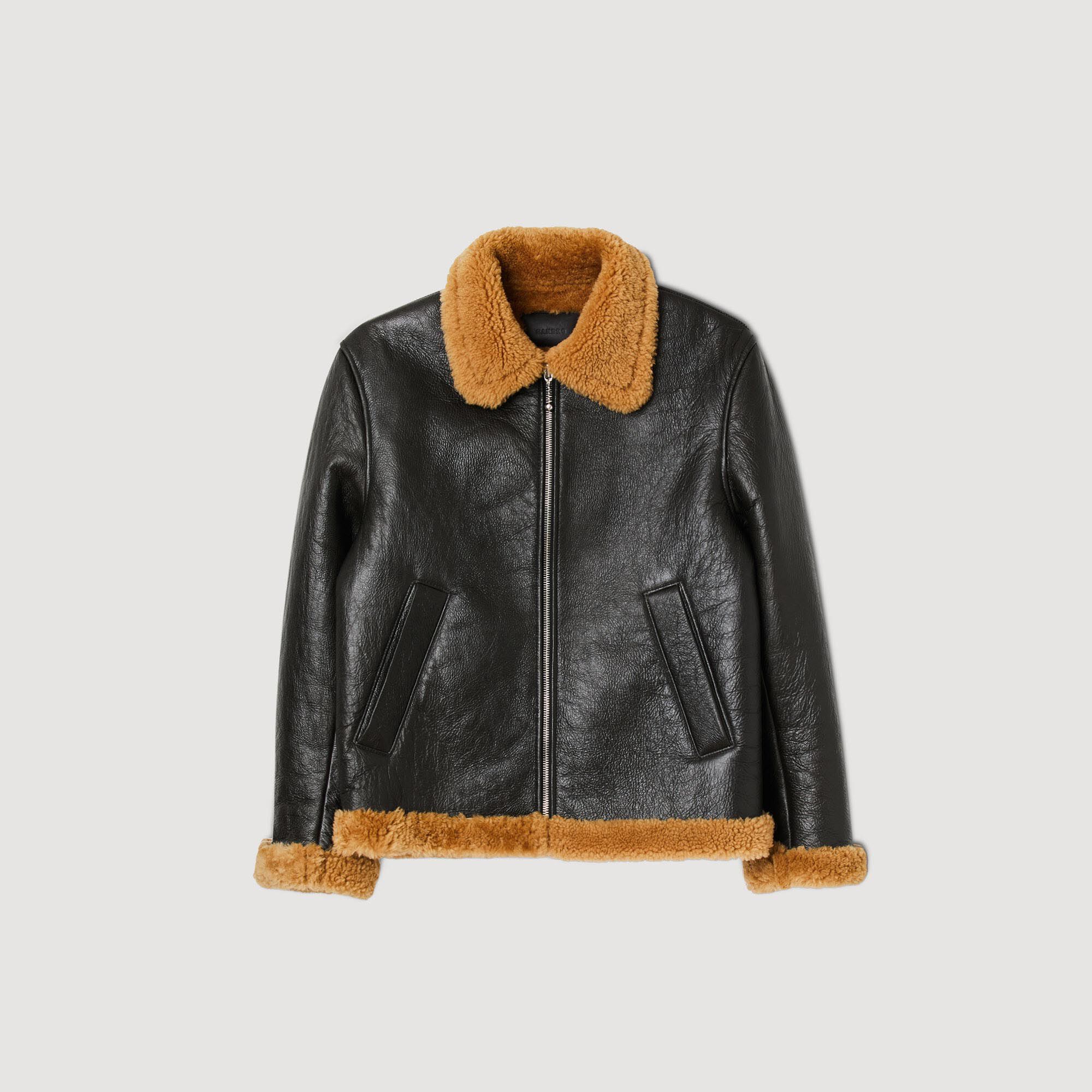 Sandro sheepskin coat sale