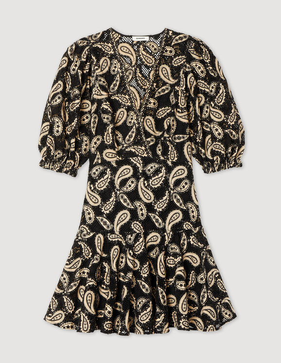 Sandro Short guipure dress with paisley print