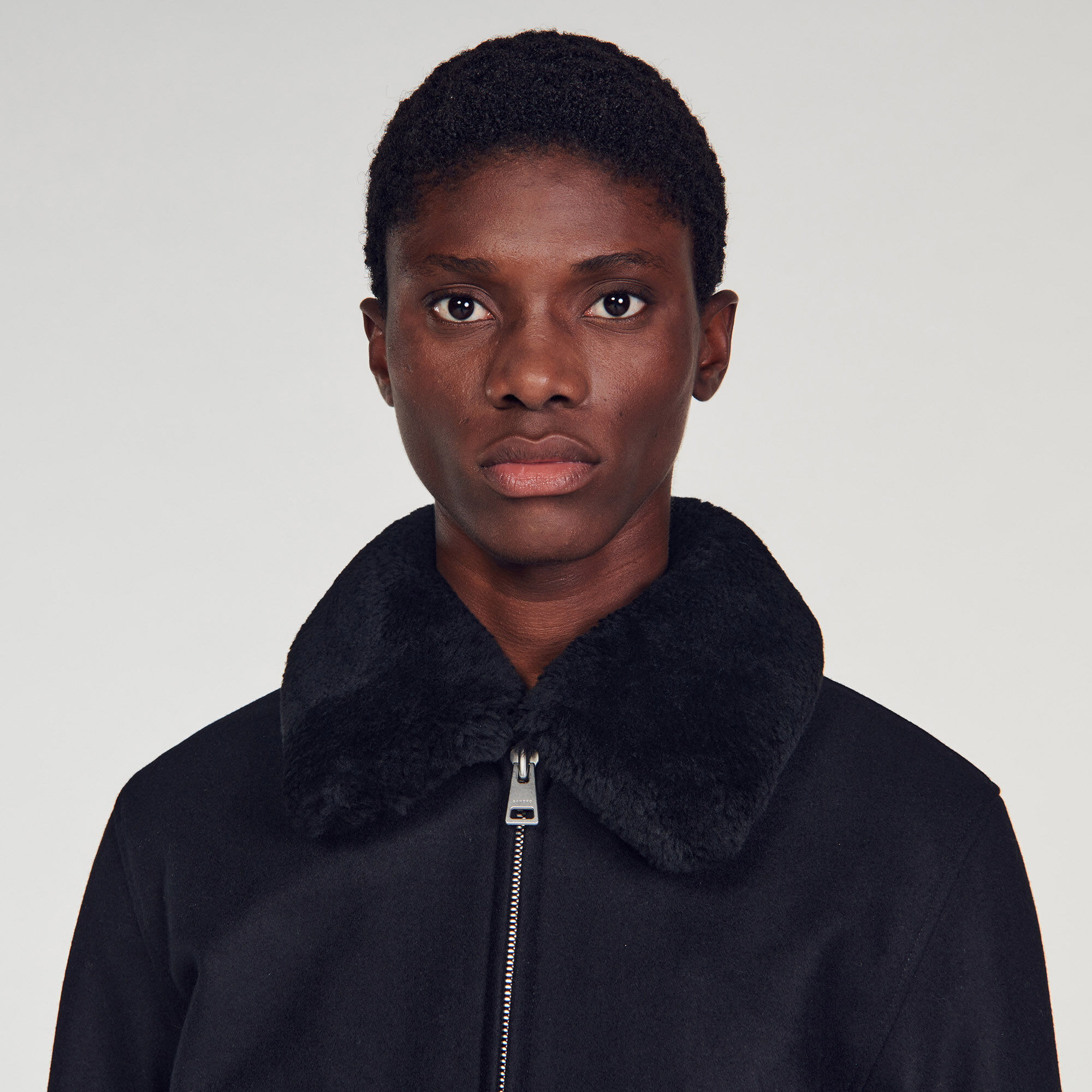 Sandro aviator jacket with sales sheepskin collar