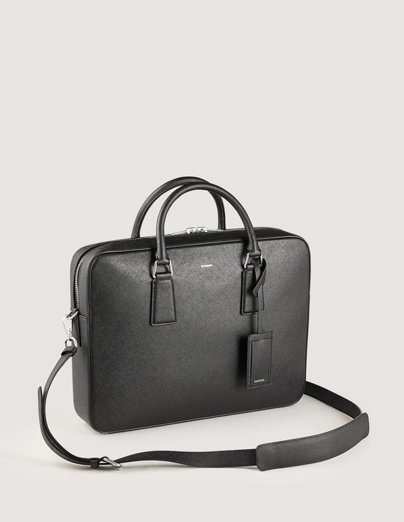 Sandro Downtown Large Saffiano Leather Briefcase - Black