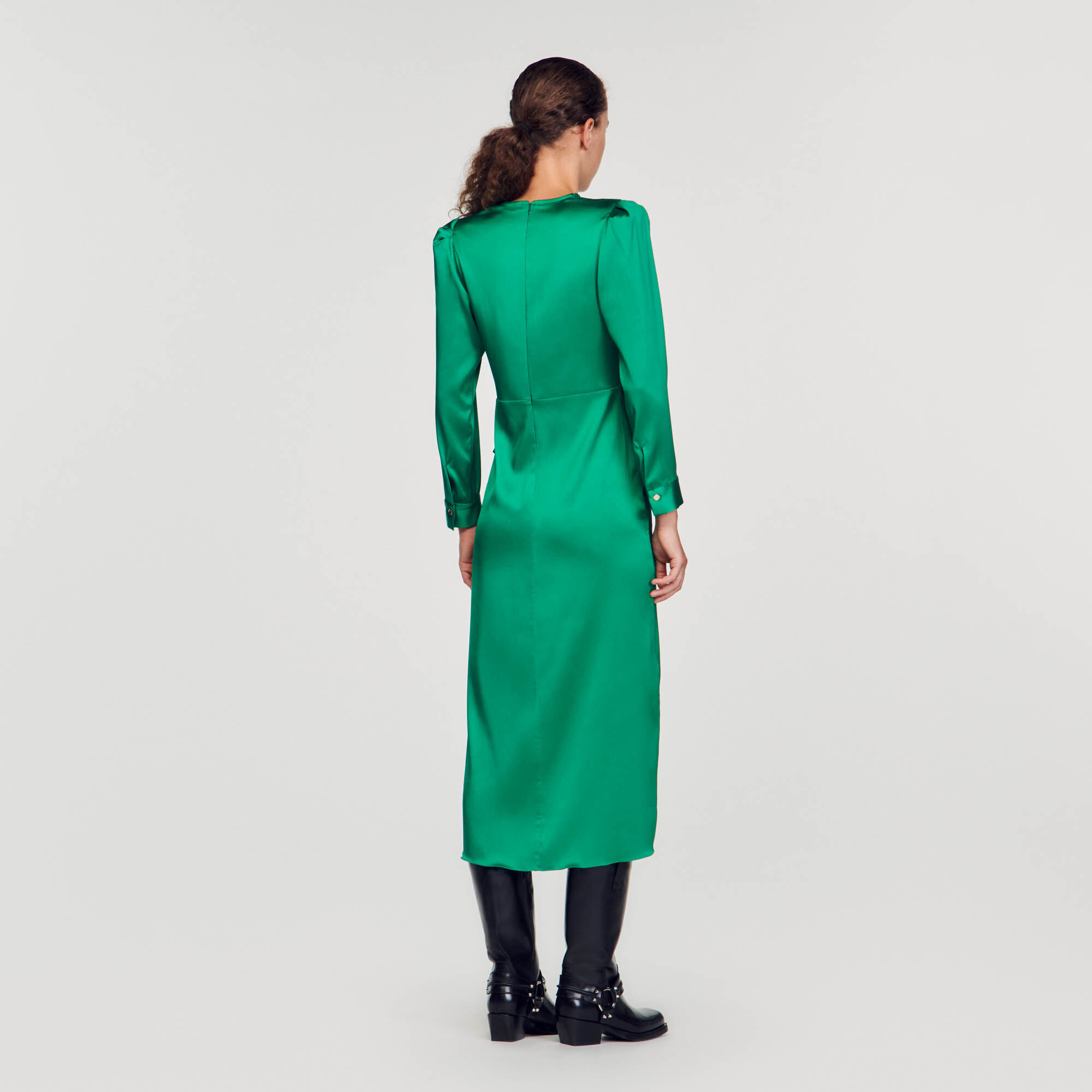 Memphis Ruffled satin effect dress Dresses Sandro Paris