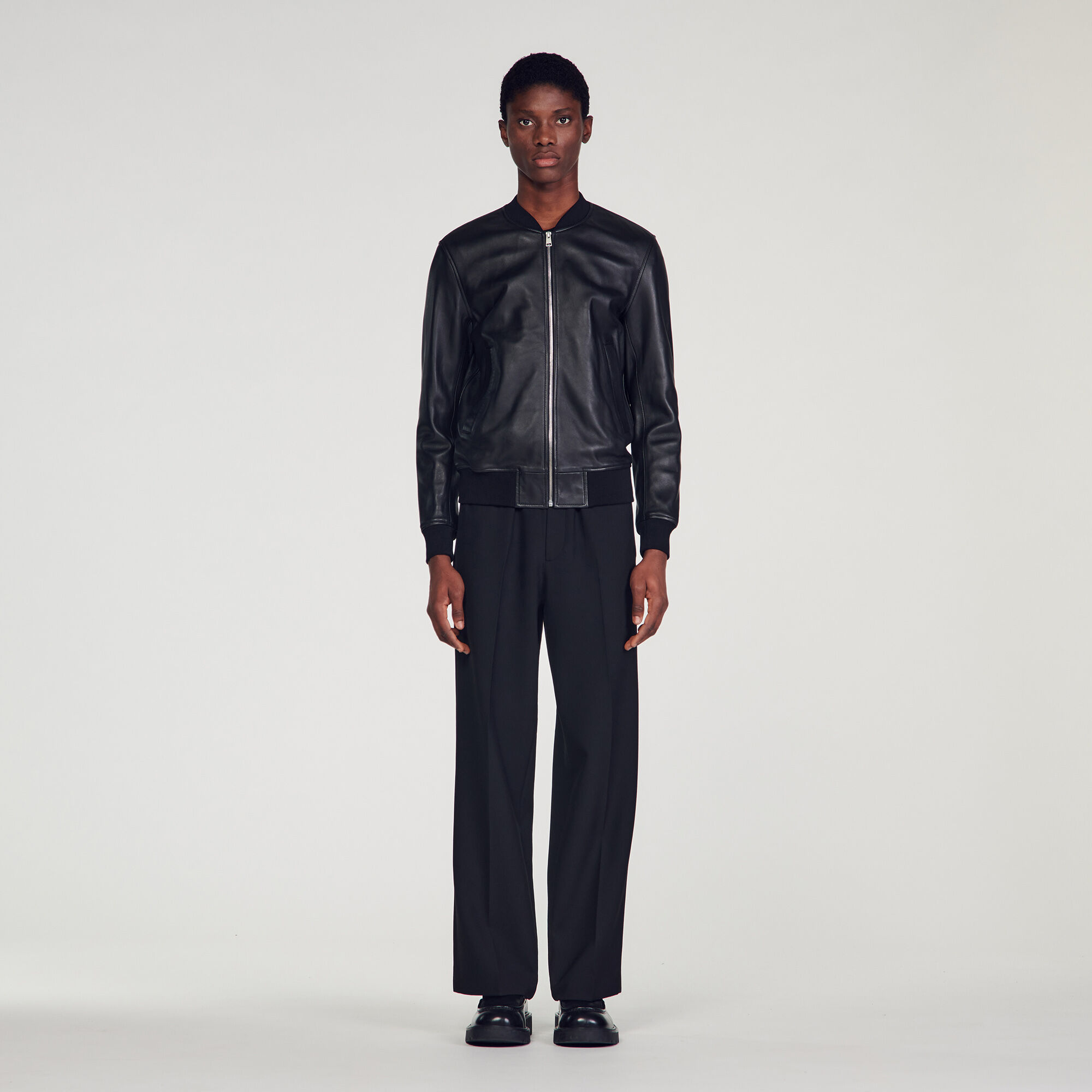 Sandro leather discount jacket
