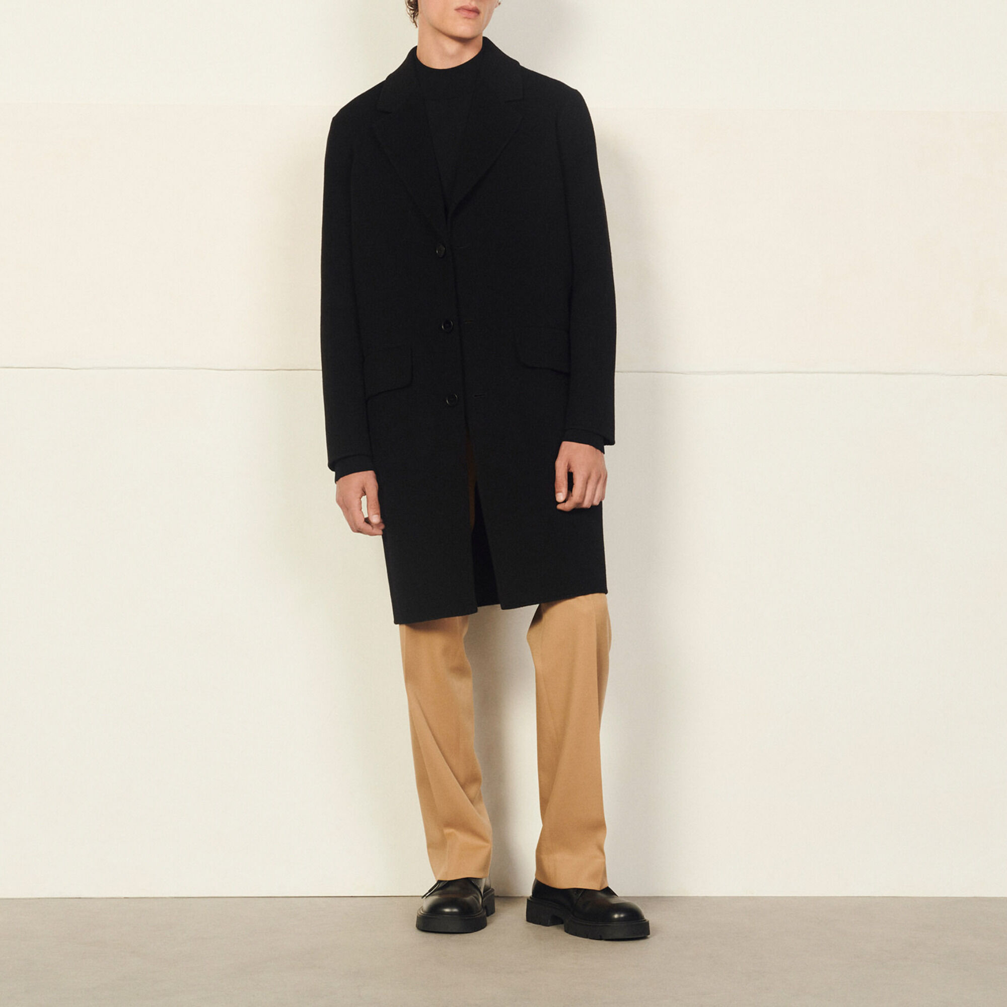 Sandro long double faced wool coat hotsell