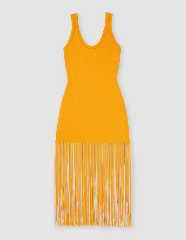 Malvina Fringed knit dress - Dresses | Sandro Paris