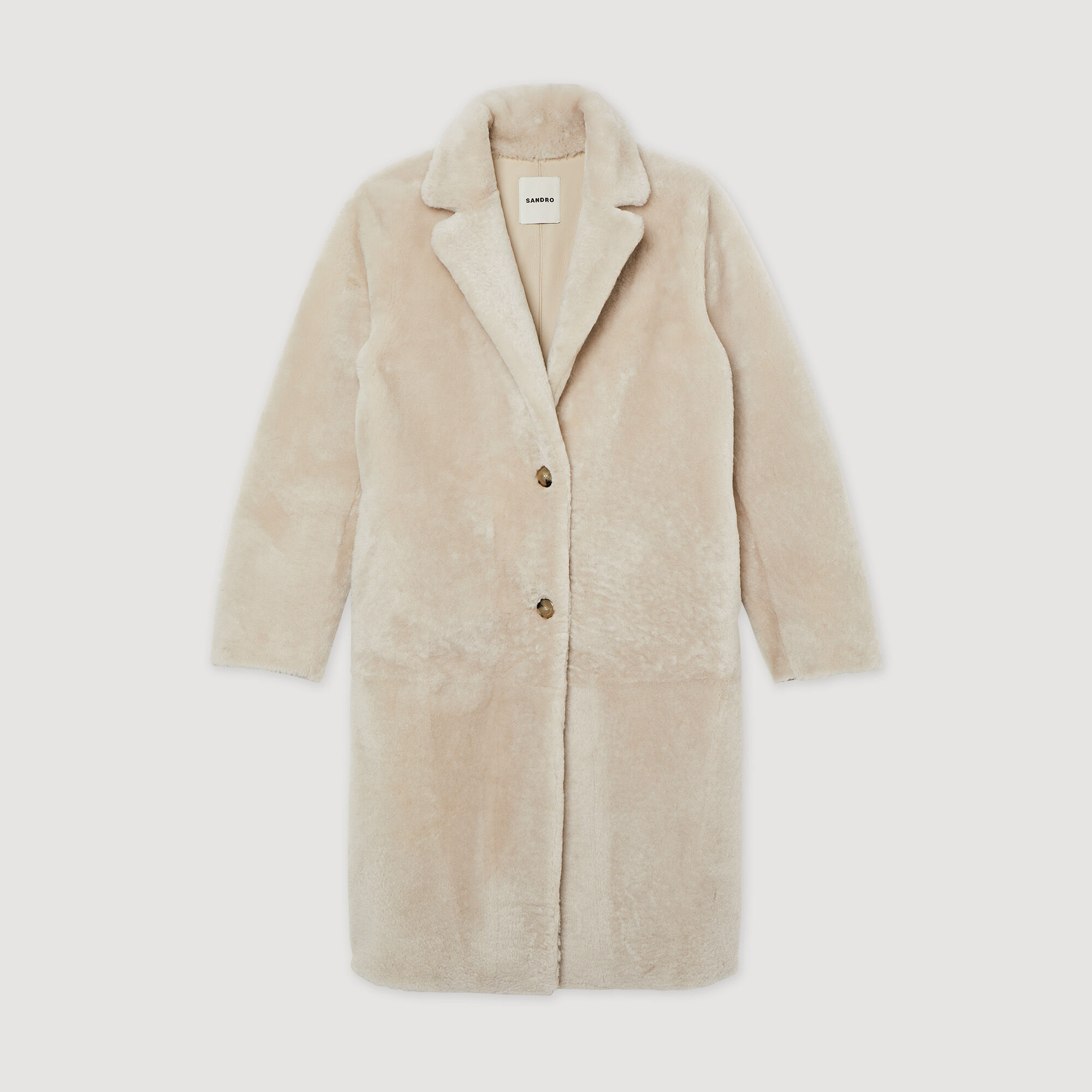 Cream sales sheepskin coat