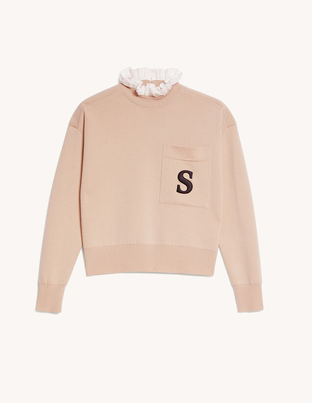 Sandro Sweater with contrasting ruffled collar. 1