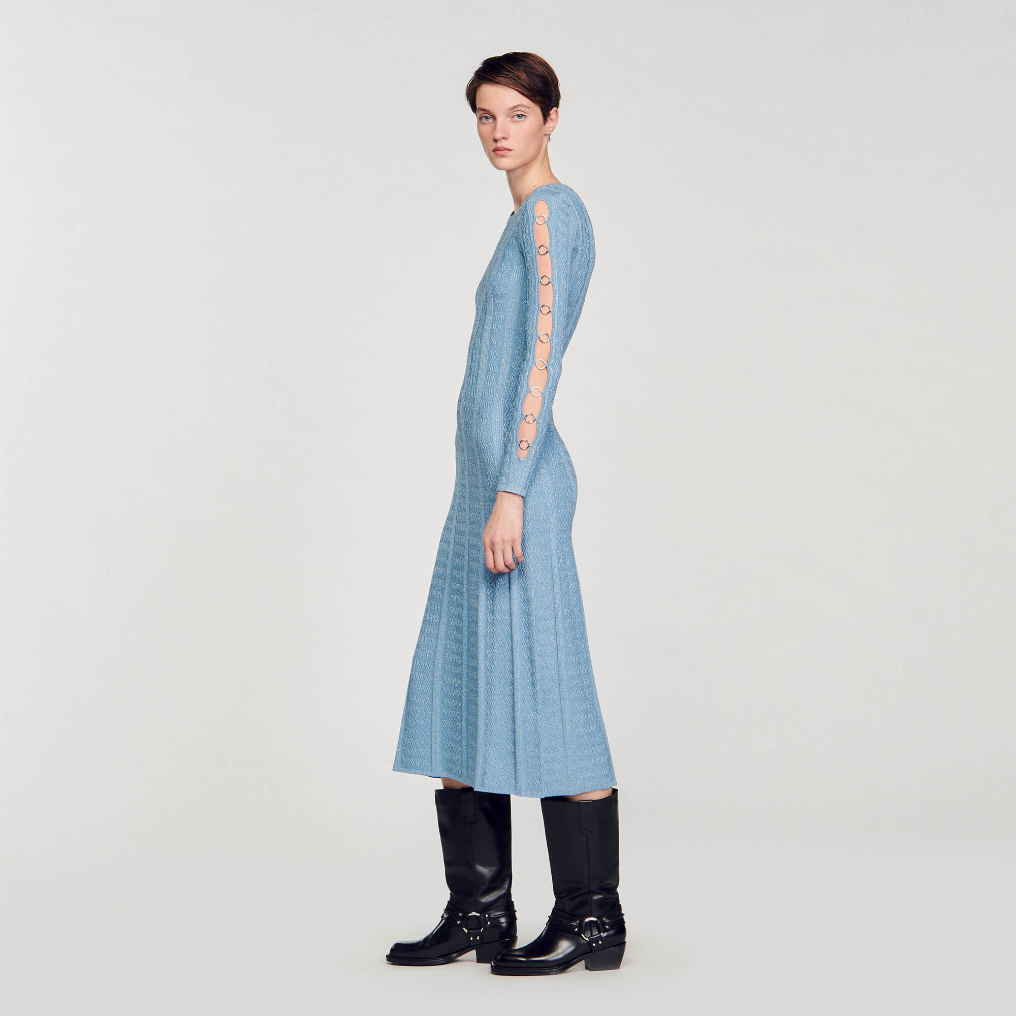 Saje Robe midi en maille manches longues Dresses Sandro Paris