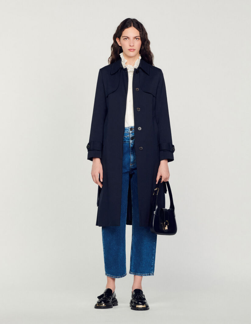 Sandro Trench coat with pleated inset