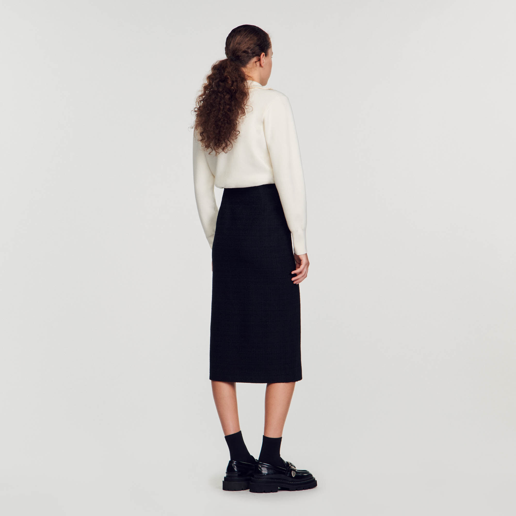 Sandro nooda leather midi skirt online