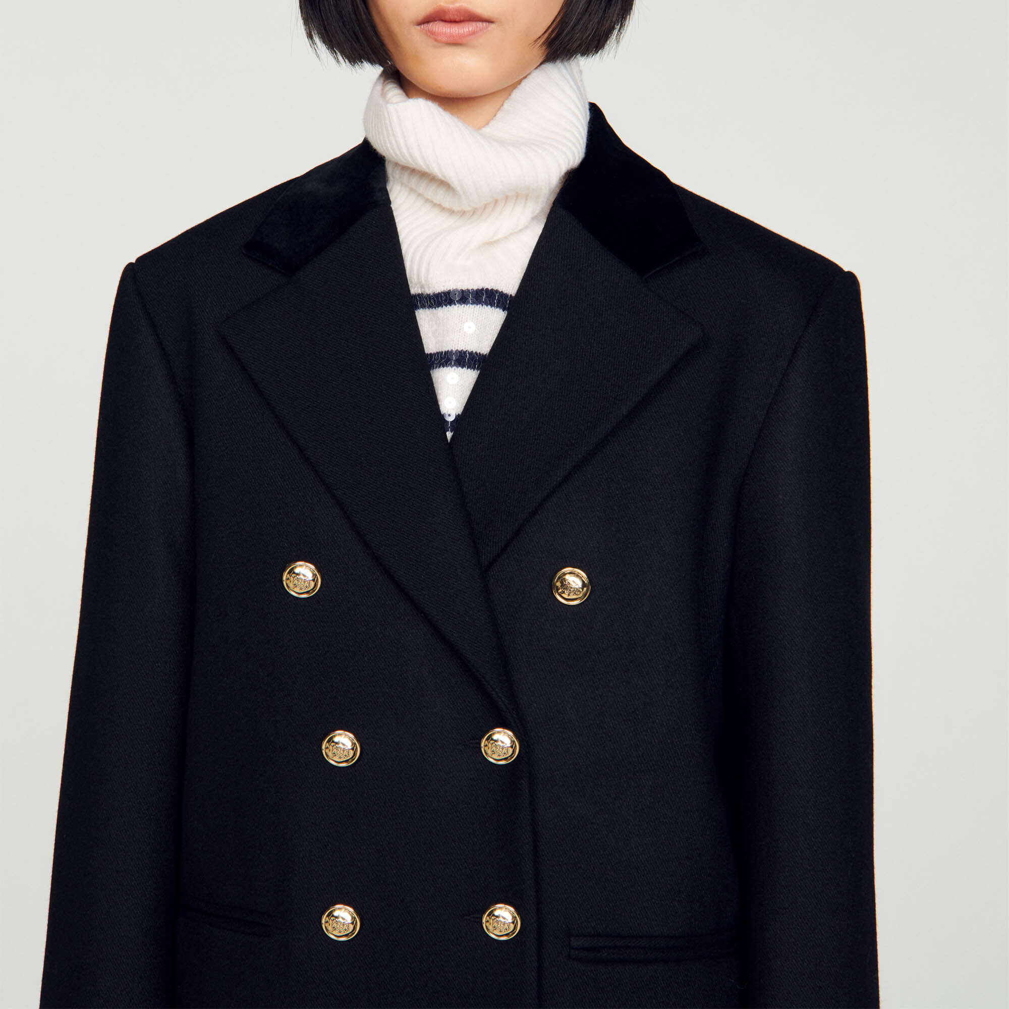 Sandro black wool coat 2025