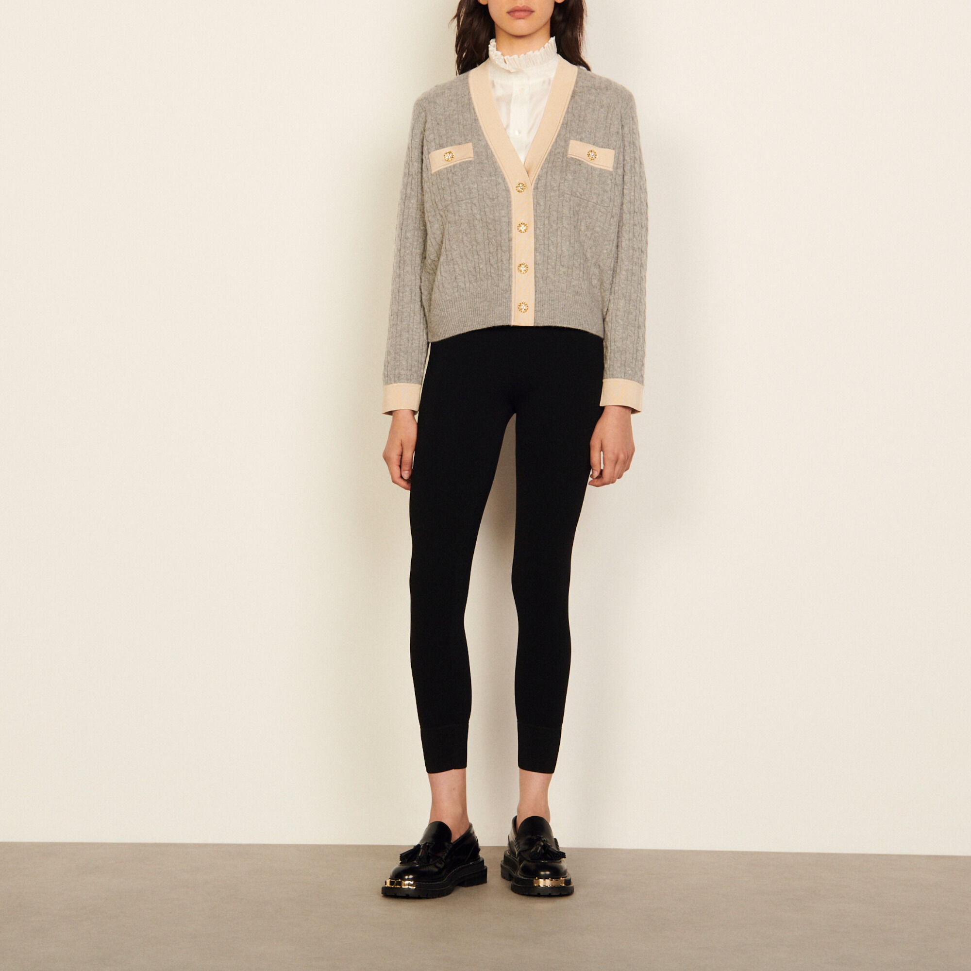 cable knit cropped cardigan