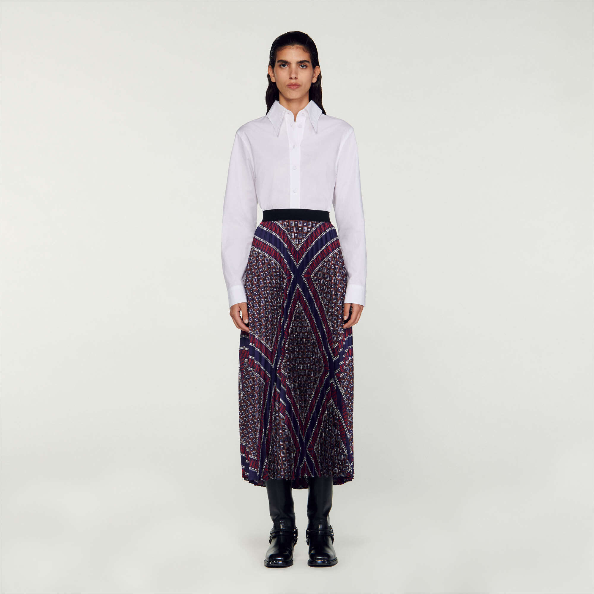 Sandro green leather skirt hotsell