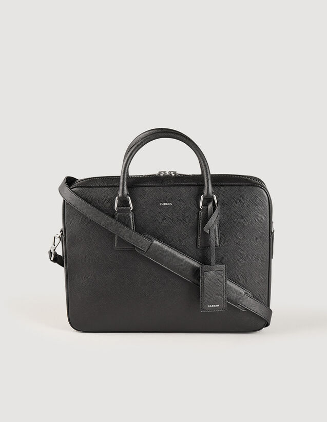Saffiano leather briefcase Black US_Men