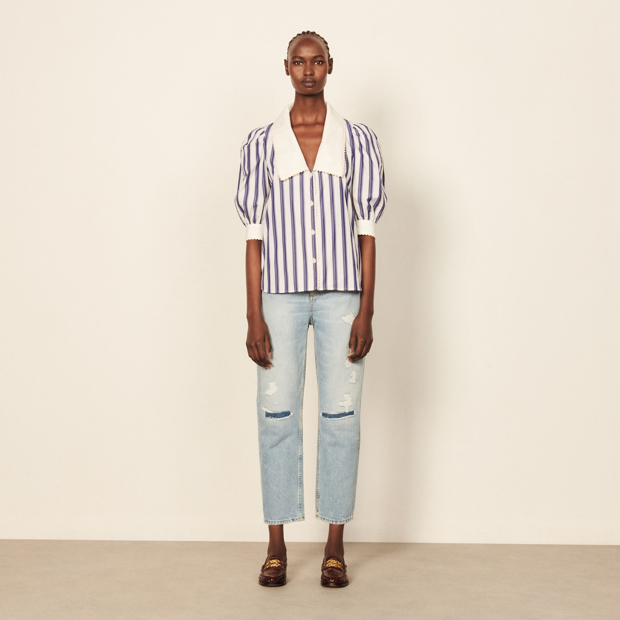 Sandro striped shirt clearance